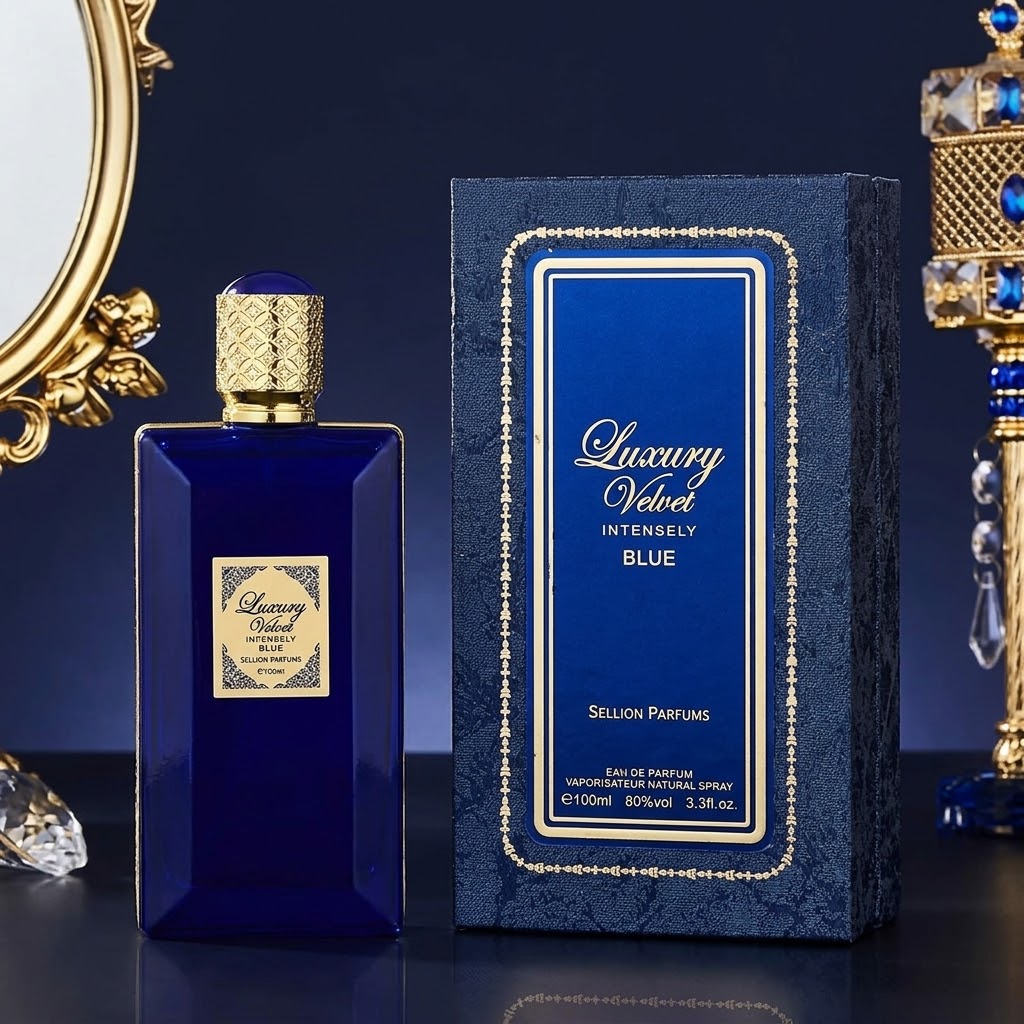 Intensely blue velvet unisex perfume