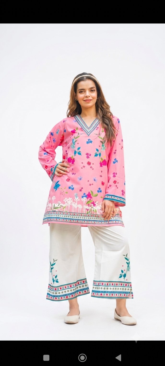Pink Floral Printed 2-Piece Suit