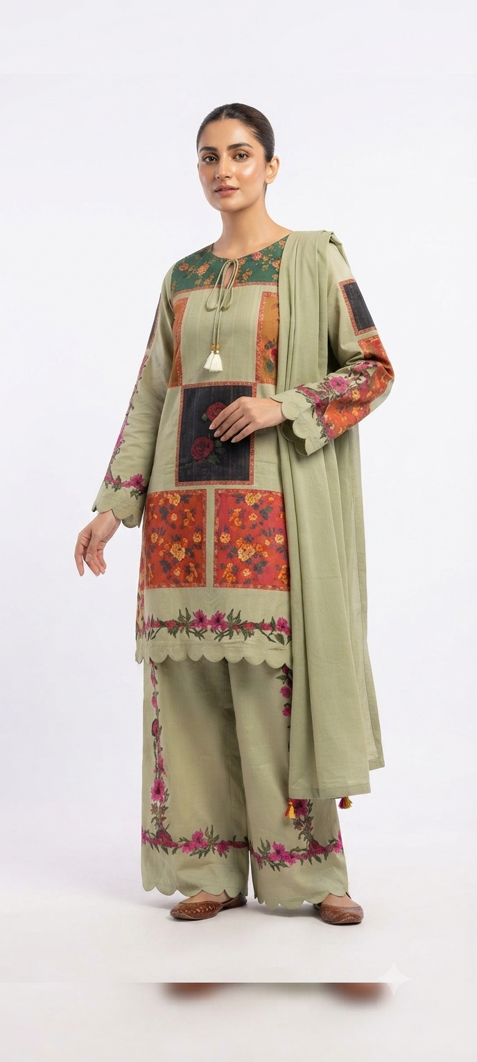 Green Floral 3-Piece Suit