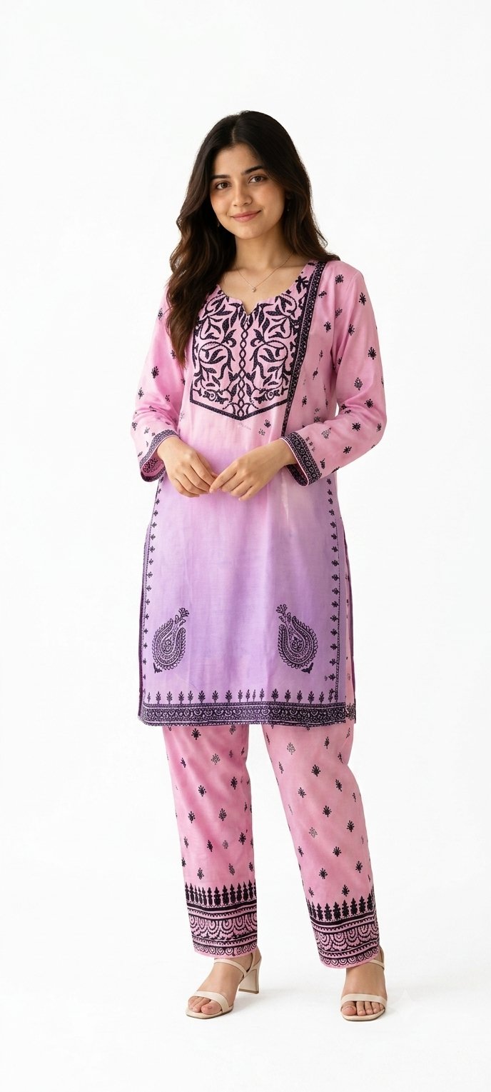 Pink Embroidered 2-Piece Suit