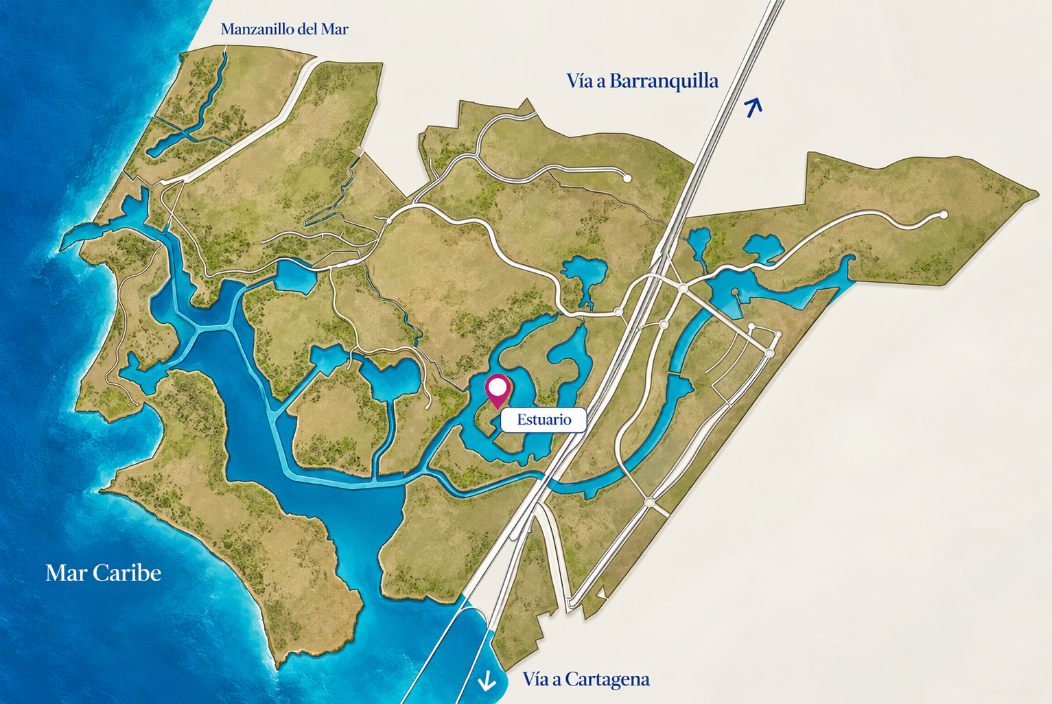 Mapa de ubicación de Estuario y Serena del Mar