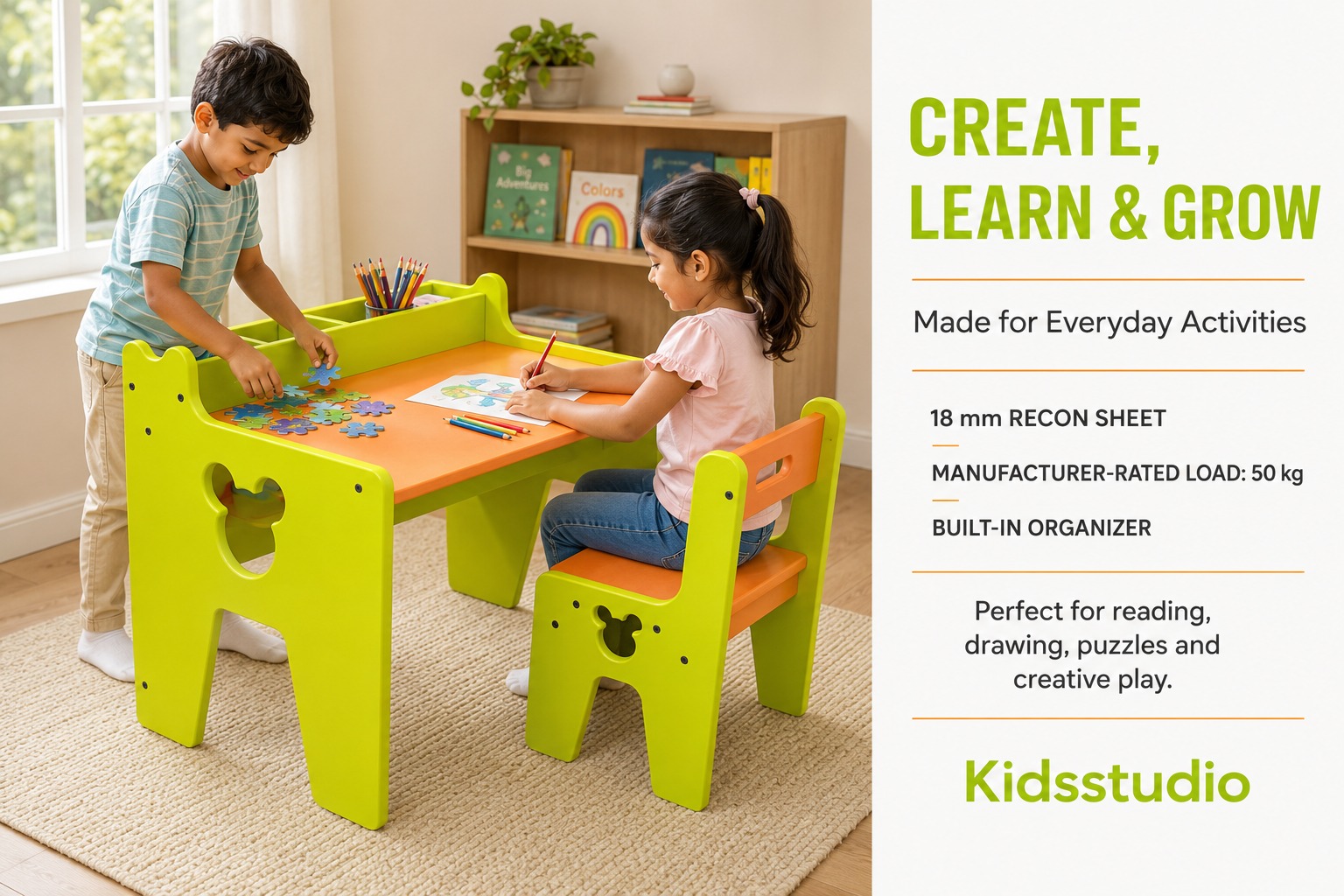 Kidsstudio Micky Study Table and Chair for Everyday Activities