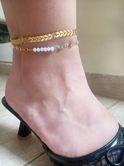 Chaînes de cheville — Mirror Beaded Anklet WE6, JAWHARA BOX