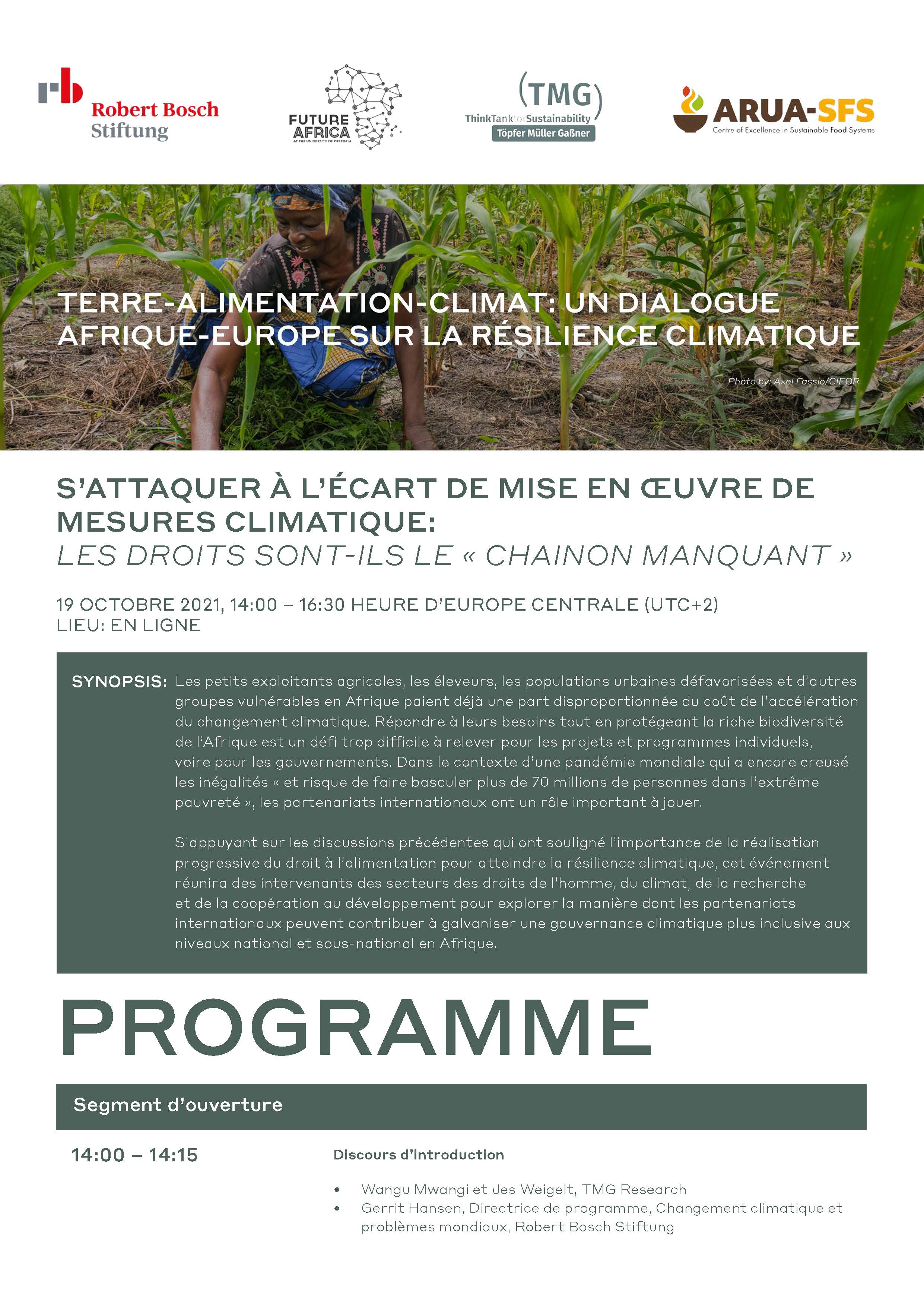 Terre-Alimentation-Climat : Un dialogue Afrique-Europe sur la résilience climatique