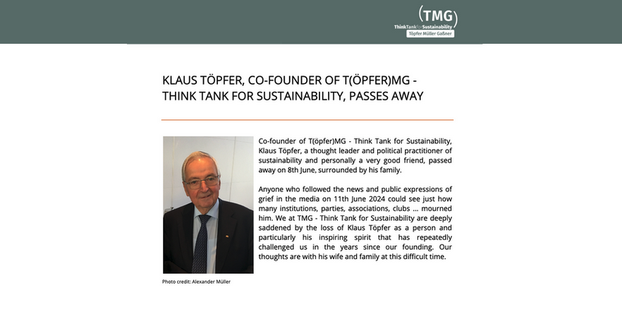 Klaus Töpfer: A tribute