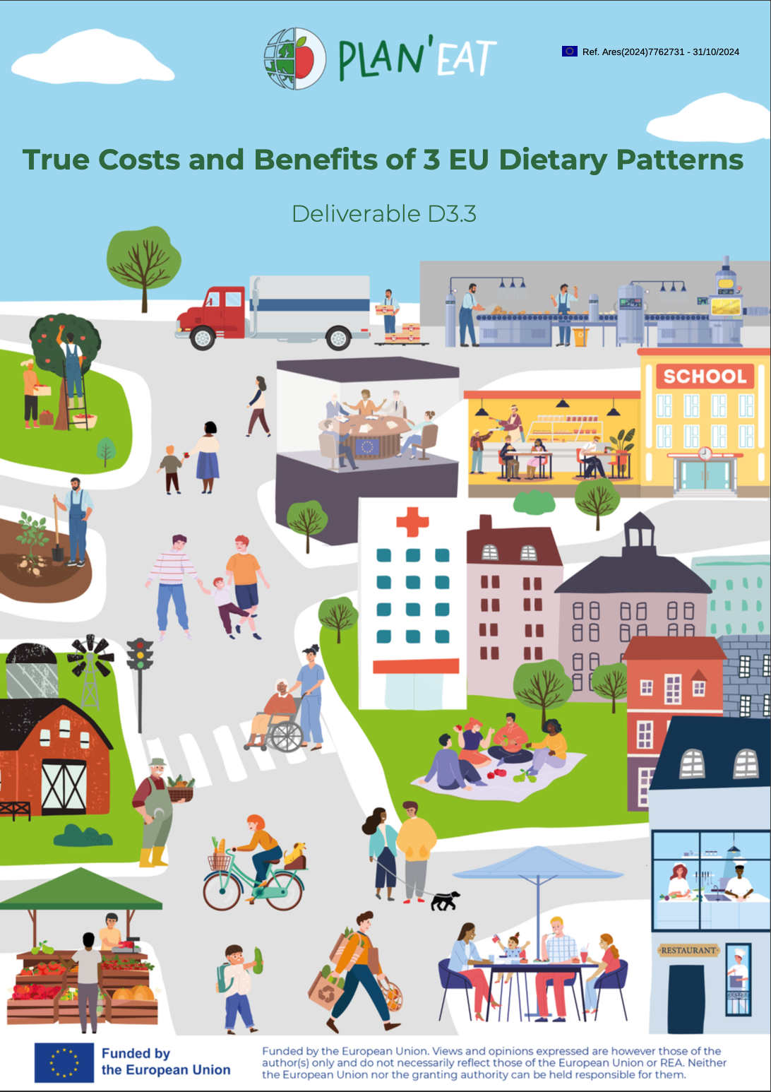 True Costs and Benefits of 3 EU Dietary Patterns