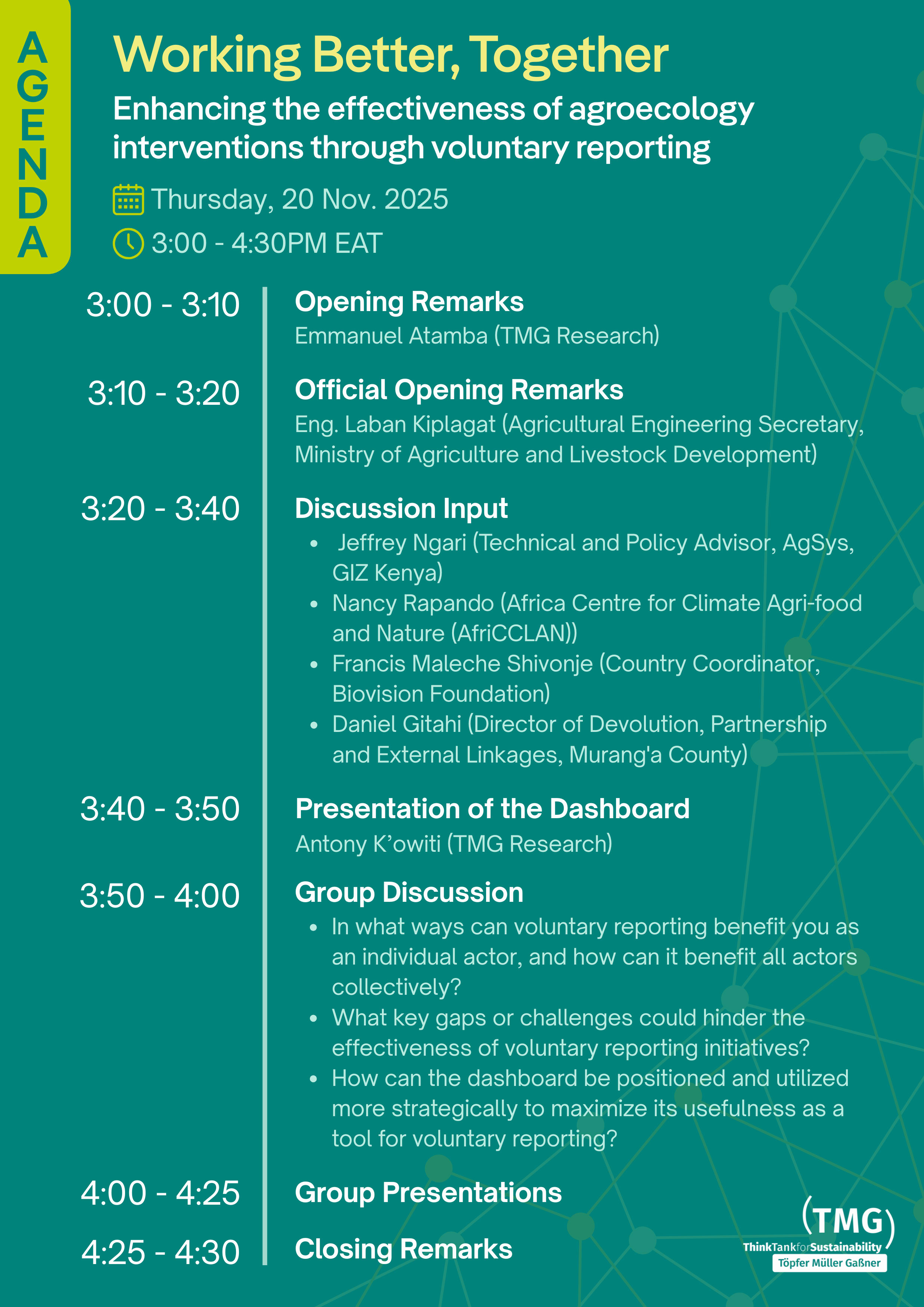 Working Better, Together: Enhancing the effectiveness of agroecology interventions through voluntary reporting
