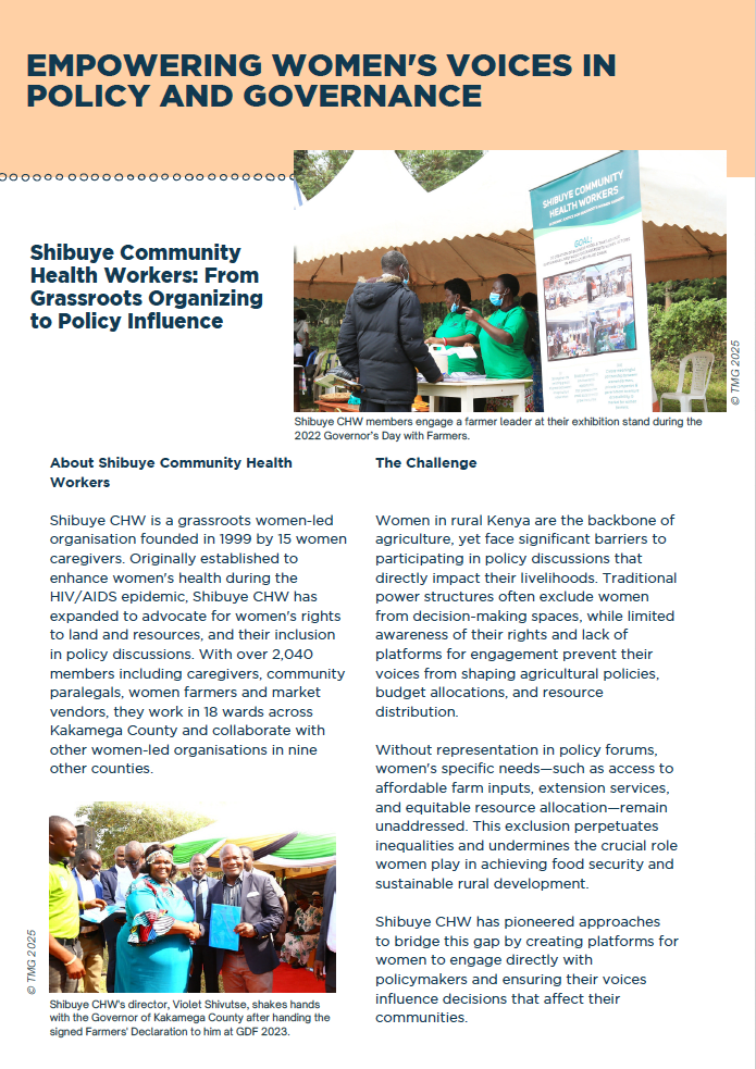 Empowering Women's Voices in Policy and Governance: Shibuye Community Health Workers, From Grassroots Organizing to Policy Influence