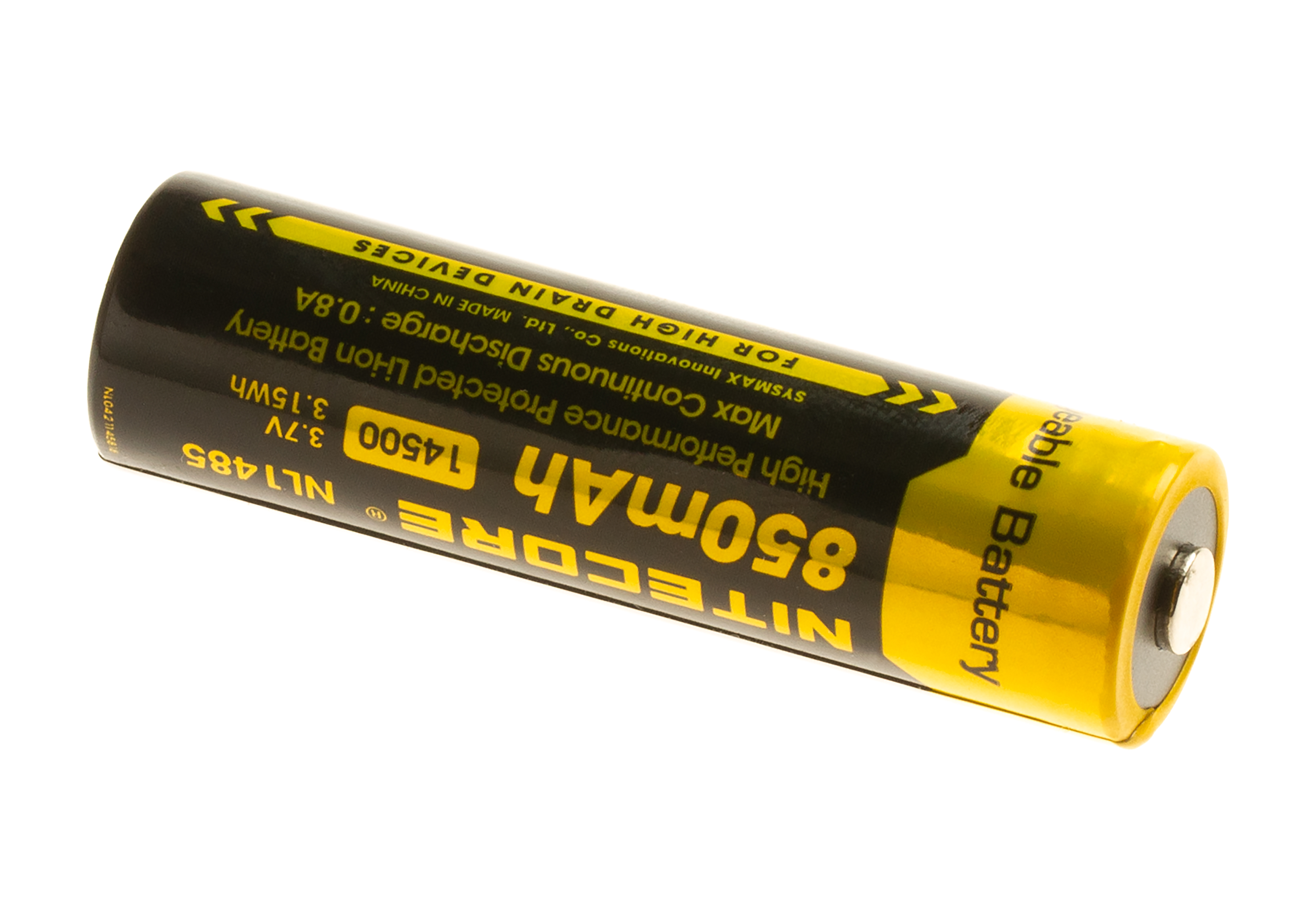 3.7V 14500 Battery 850mAh Rechargeable AA Battery