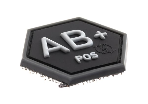 JTG Bloodgroup Hexagon Rubber Patch AB Pos