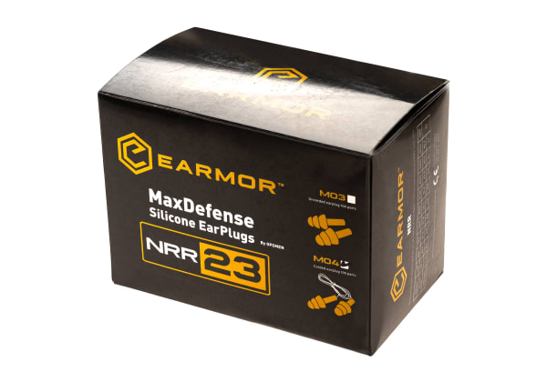 Earmor MaxDefense Silicone Cord Ear Plugs NRR28 100 Pairs Box