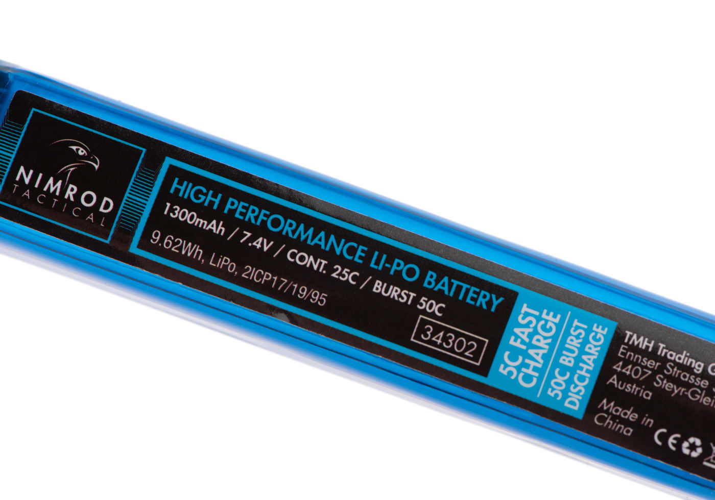 Nimrod Lipo 7.4V 1300mAh 25C Buffer Tube Type T-Plug