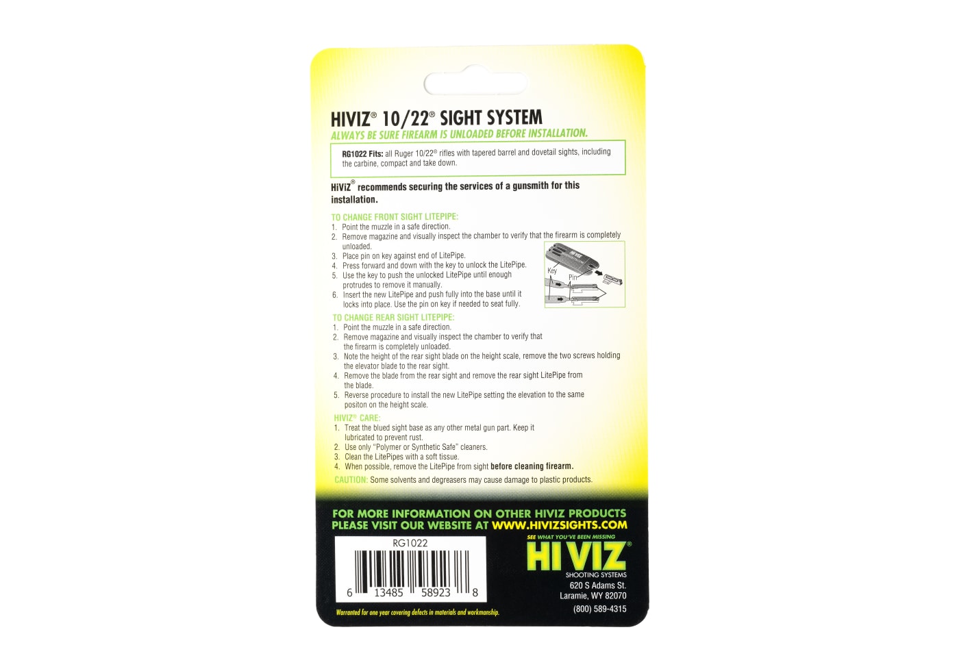 HIVIZ Ruger 10/22 Rifle Sight Set