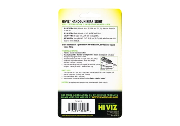 HIVIZ LiteWave Rear Sight for Glock 17/19