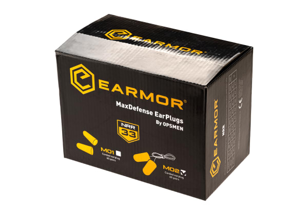 Earmor MaxDefense Cord Ear Plugs NRR33 60 Pairs Box