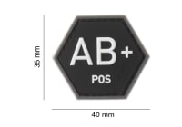 JTG Bloodgroup Hexagon Rubber Patch AB Pos