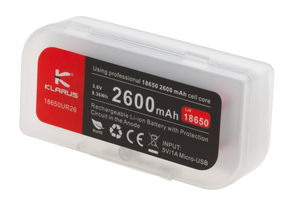 Klarus 18650 Battery 3.7V 2600mAh Micro-USB