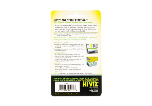 HIVIZ Target Adjustable Rear Sight for Glock 17/19