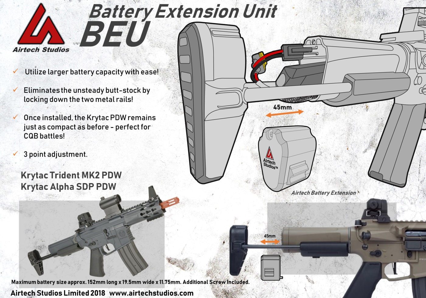 Airtech Studios BEU Battery Extension Unit Krytac Trident