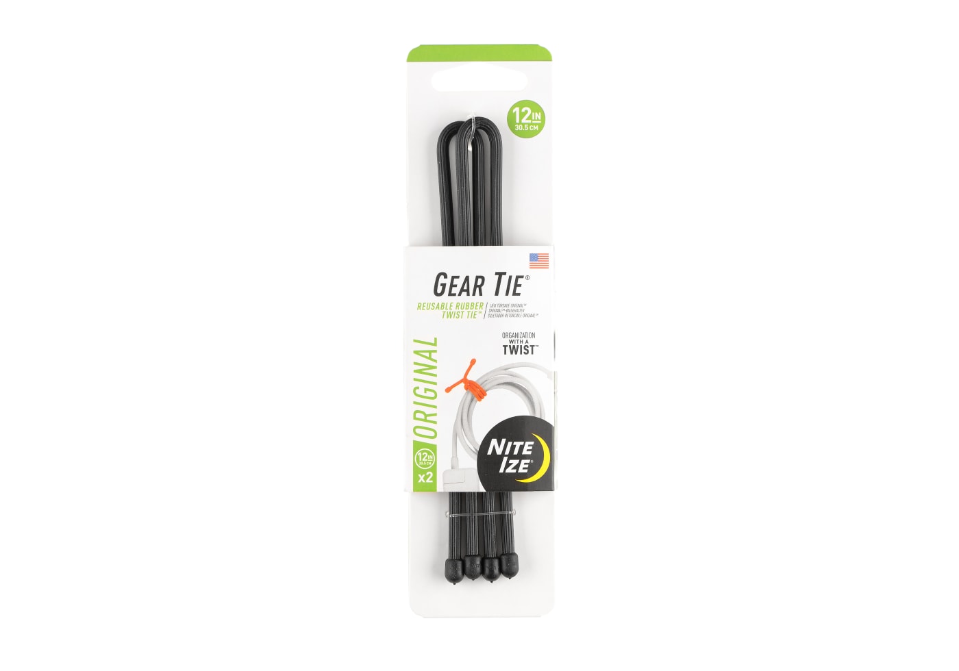 Nite Ize Gear Tie Reusable Rubber Twist Tie 12