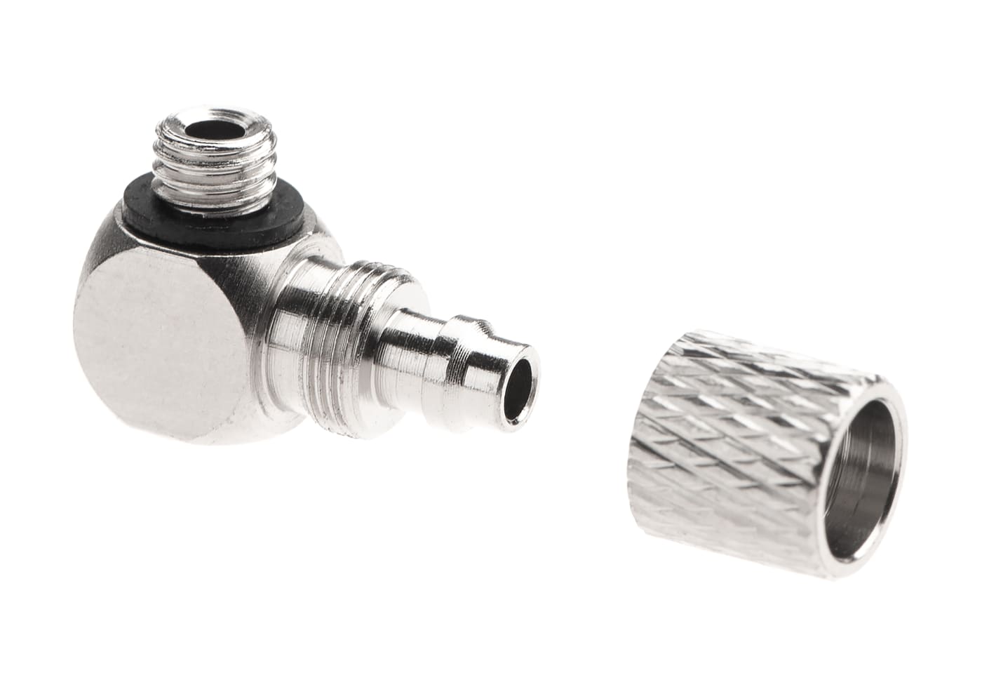 EpeS HPA 6mm Hose Coupling with Screwed Catch 90 Degree - Outer M5 Thread