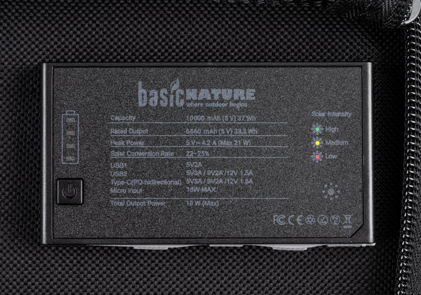 BasicNature Foldable Solar Charging Panel with Powerbank 10000mAh