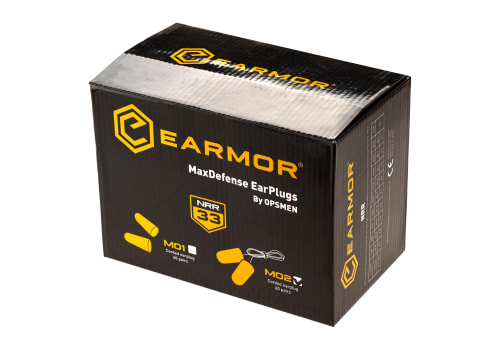 Earmor MaxDefense Cord Ear Plugs NRR33 60 Pairs Box