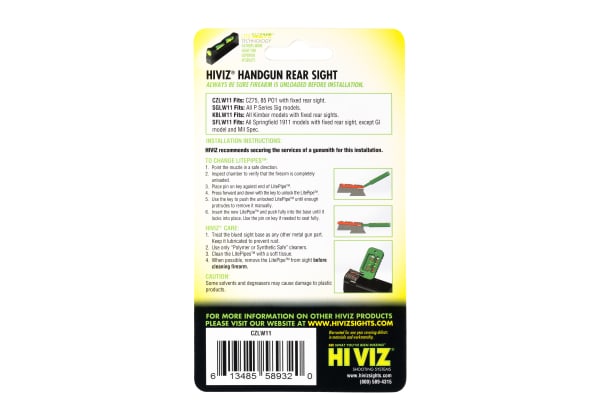 HIVIZ LiteWave Rear Sight for CZ 75/P01