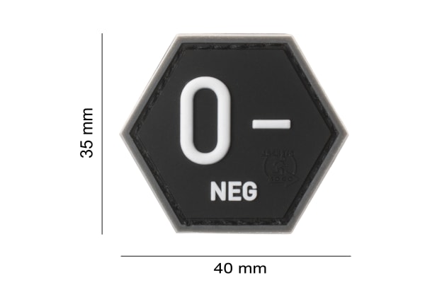 JTG Bloodgroup Hexagon Rubber Patch 0 Neg