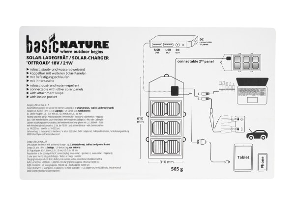 BasicNature Foldable Solar Charging Panel Off Road Kit
