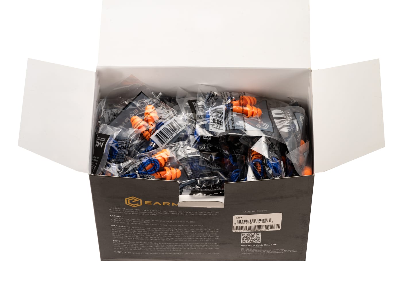 Earmor MaxDefense Silicone Cord Ear Plugs NRR28 100 Pairs Box