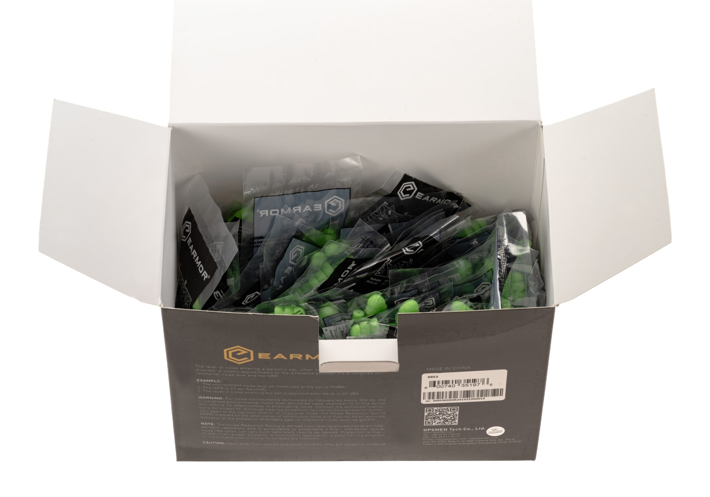Earmor MaxDefense Silicone Ear Plugs NRR23 100 Pairs Box
