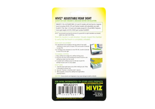 HIVIZ Target Adjustable Rear Sight for Ruger MK I/II/III/IV