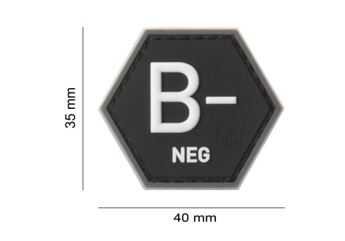 JTG Bloodgroup Hexagon Rubber Patch B Neg