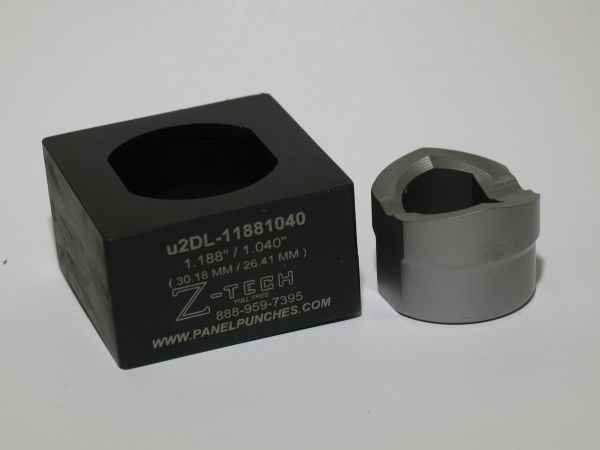 Custom u2DL - Die Set, 1.260" (32MM) diameter by 1.189" (30.2MM) over flats, Double D .  S7 Tool Steel Punch ,  rated to 12 gauge stainless steel.