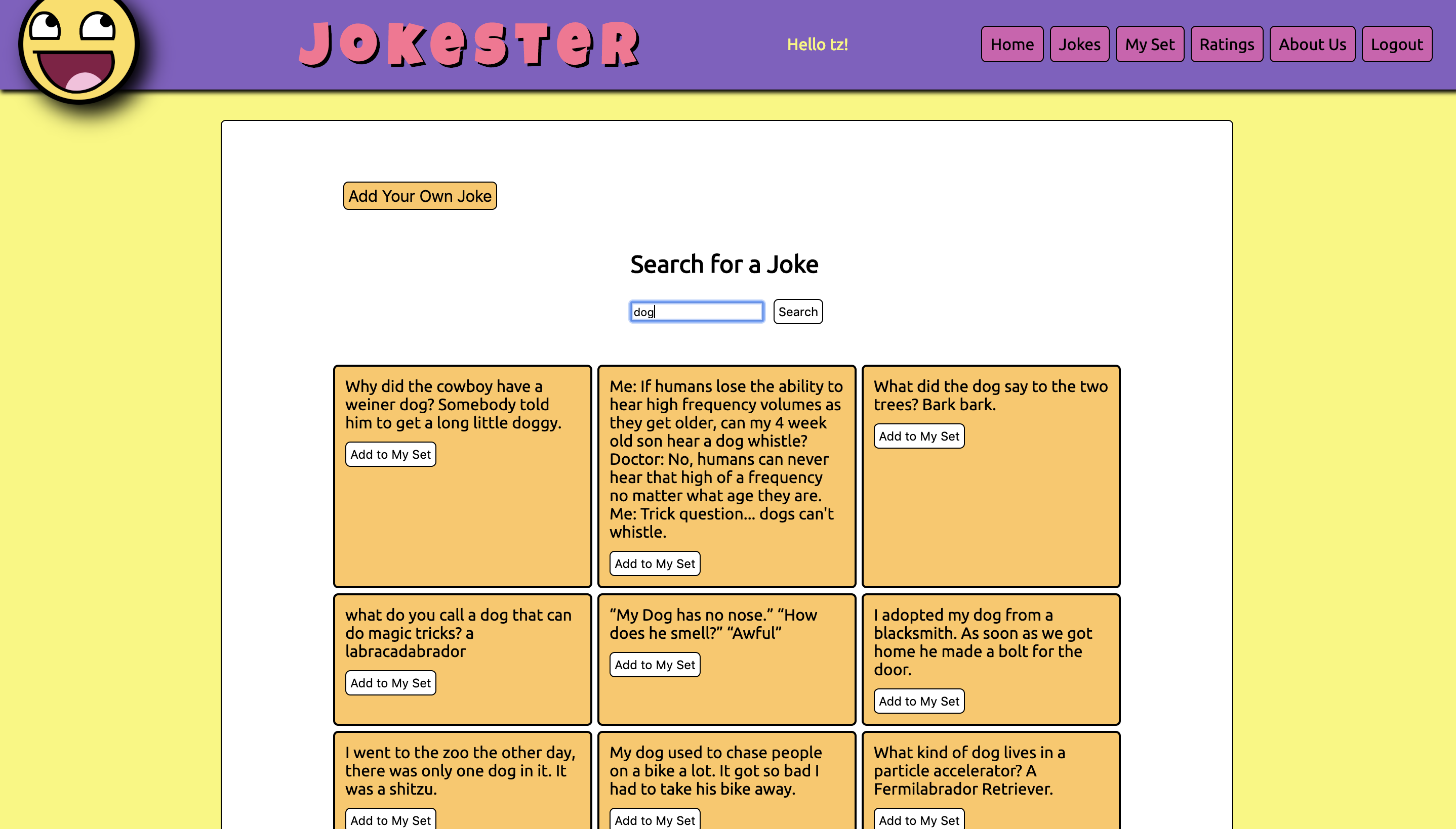 screen shot of project