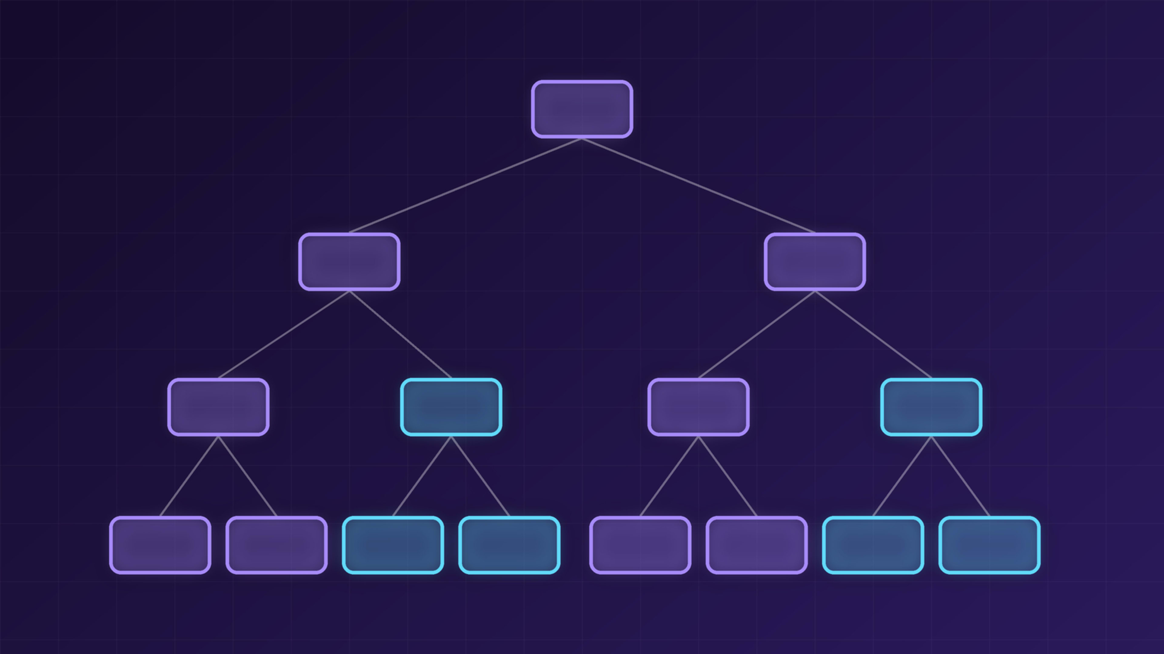 A tree of rounded boxes, with purple server components at the top and some blue client components at the leaves