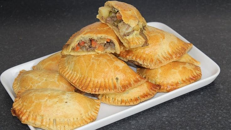 A baked meat pie photographed in Ghana