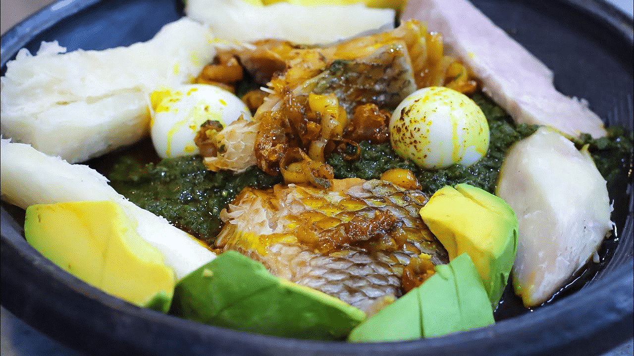Plantain being boiled in a pot for Ghanaian ampesi