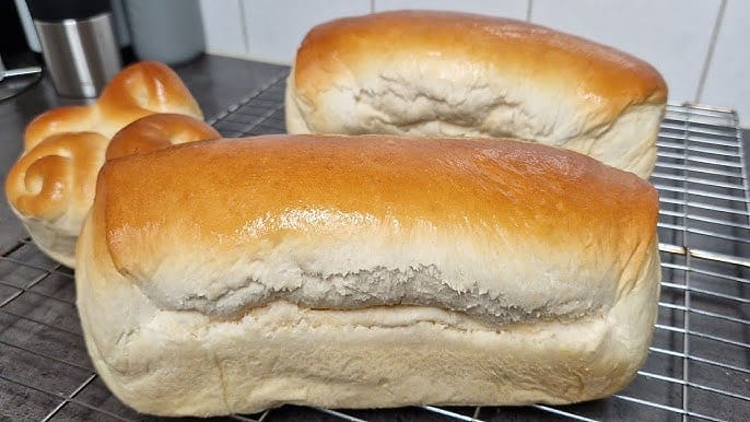 Fresh Ghanaian sugar bread displayed for sale
