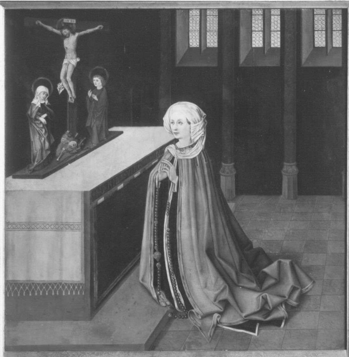 Klarenaltar: Hortunula, Mutter der hl. Klara, im Gebet