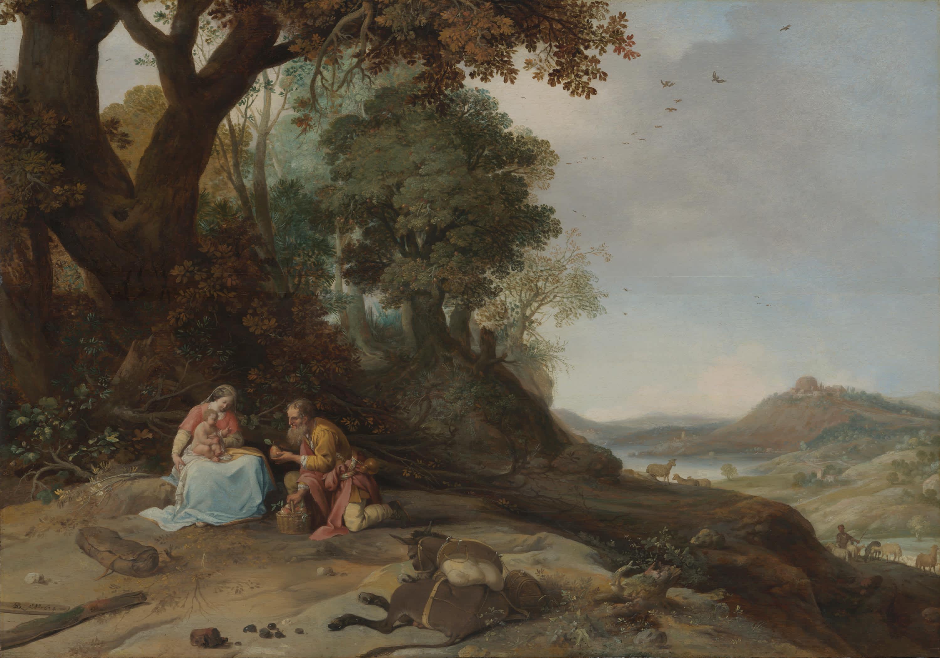 Landschaft mit Ruhe auf der Flucht