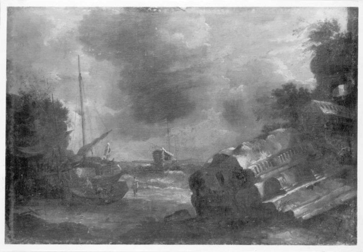 Seestück mit bedrohtem Schiff