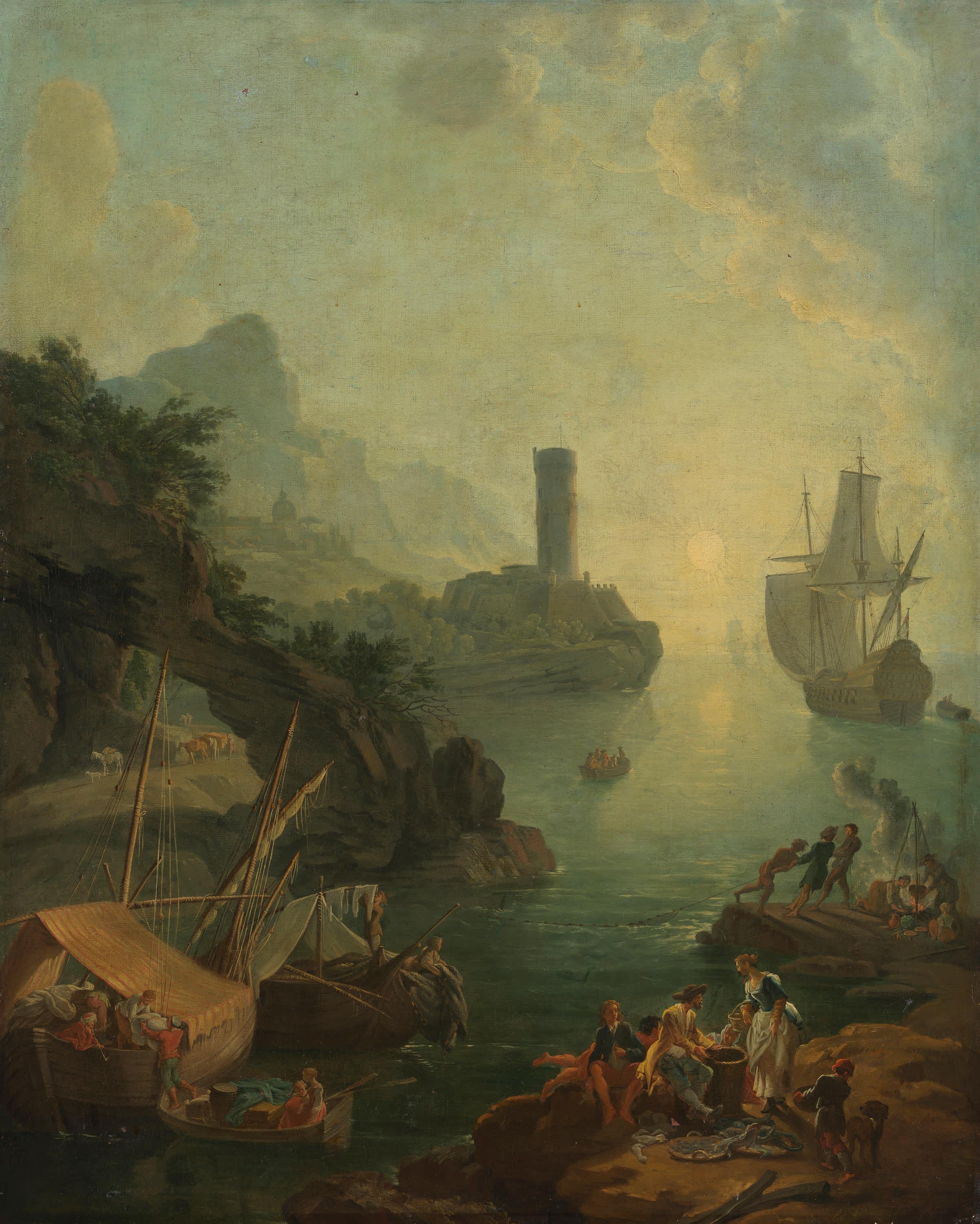 Meeresbucht bei Sonnenaufgang