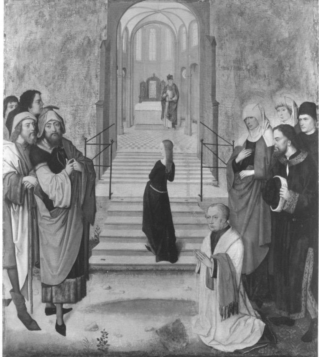 Tafeln eines Flügelaltares: Tempelgang Mariens
Rückseite: Enthauptung der hl. Columba