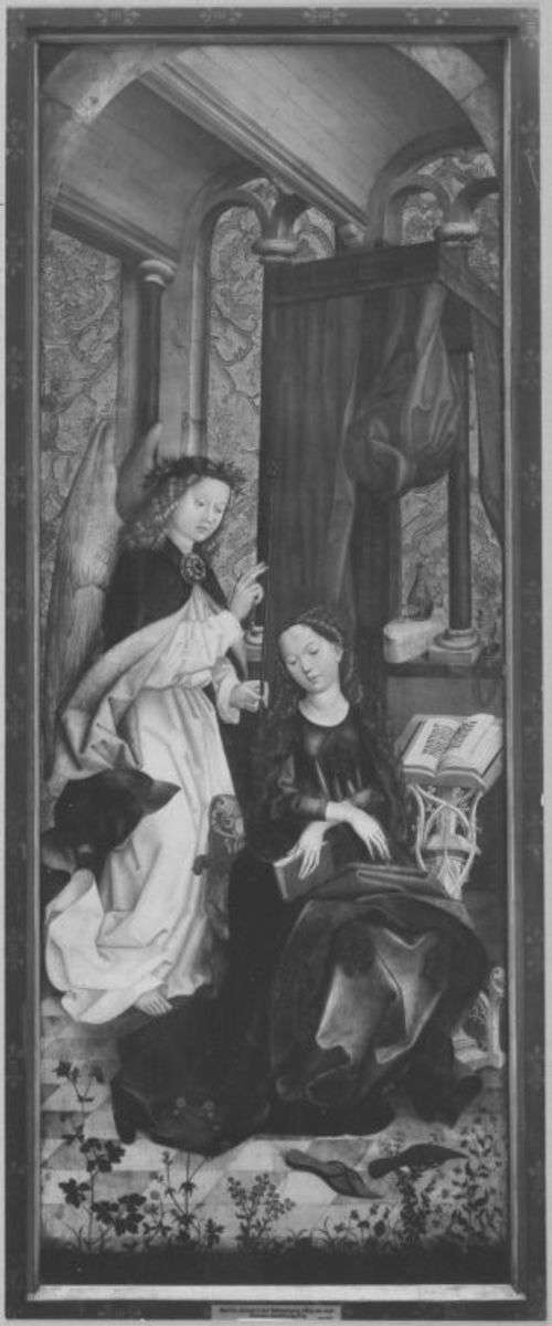 Liebfrauenaltar: Verkündigung an Maria
(Rückseite: Geißelung Christi)
