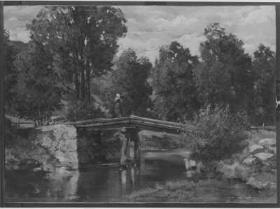 Sonnenlandschaft mit Brücke