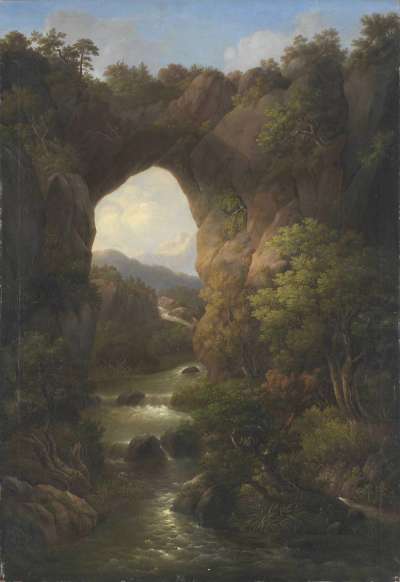 Landschaft mit Felsentor