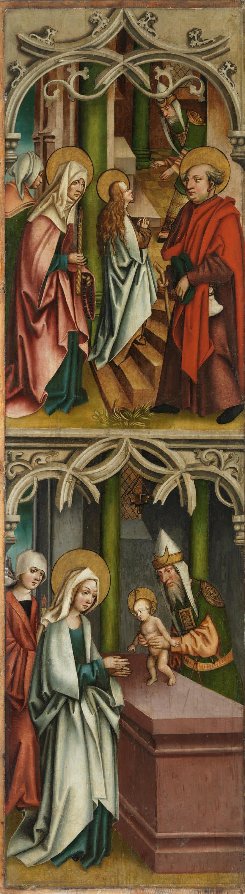 Tempelgang Mariae und Darbringung Jesu
Rückseite: Gekrönte Heilige mit Palmzweig