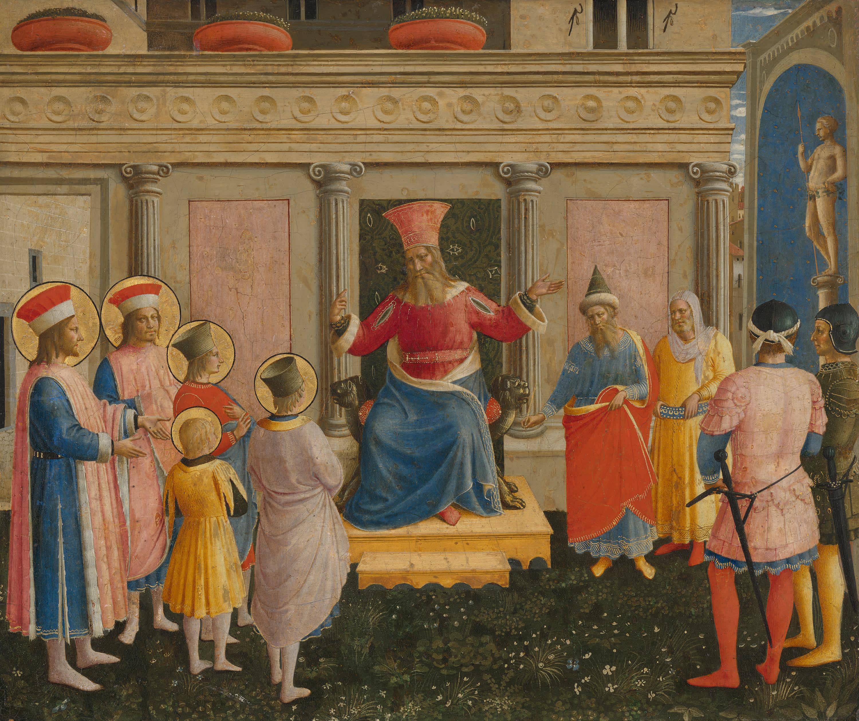 Anhörung der hll. Cosmas und Damian und ihrer Brüder vor Prokonsul Lysias